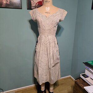 Vintage 60s Cotton Dress. WH/BL.  Deadstock. Sz SM/ 27" waist. Great Condition
